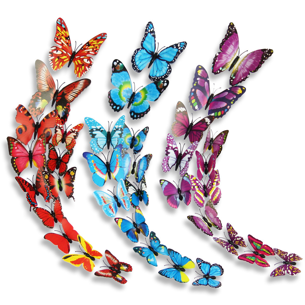 3D立体仿真蝴蝶墙贴 家居场景背景装饰磁性冰箱贴贴饰|ms