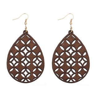 European and American fashion wooden hollow earrings earrings earrings colorful water droplets wooden earrings small jewelry custom wholesale