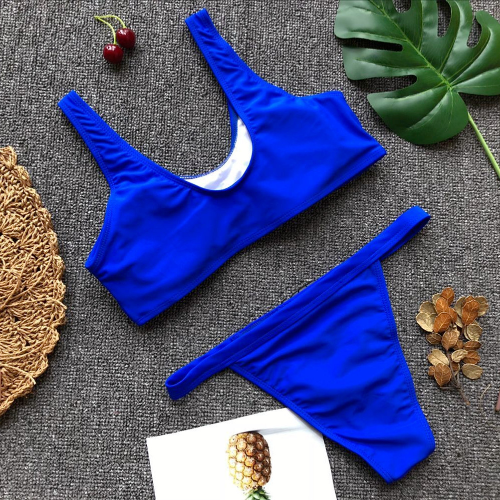 hot style solid color buckle bikini sexy ladies split swimsuit NSDA1245