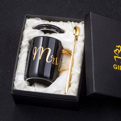 originality Ceramic cup New Bone European style Water cup Simplicity lovers Mug With cover Mug Gift box packaging