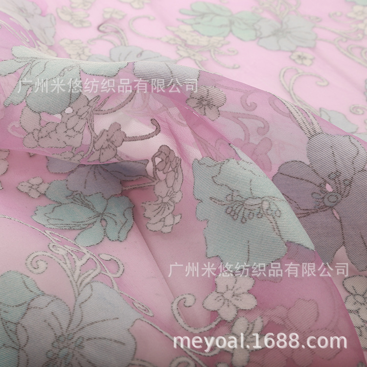透视烧花 欧根纱提花 复古 女装面料 文艺  衬衫 裙装 春夏面料