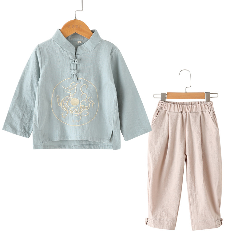 children Hanfu Improvement baby Tang costume Long sleeve Boy suit Chinese style Spring and autumn season Child Retro National Costume