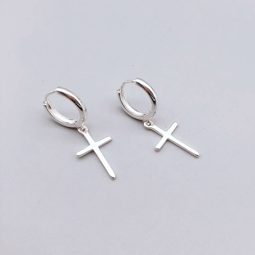 s925 sterling silver earrings, cross-border ins cross earrings, Korean sterling silver jewelry, simple earrings for men and women