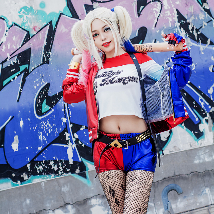 Children's Day Harley Quinn Performance Costume Harley Quinn Cos Classy Embroidered Jacket T-Shirt Party Comic Show Halloween