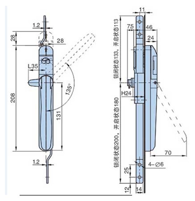 单控连杆机柜锁开关档案通讯柜巡更无源电子锁保护管理通信光交箱
