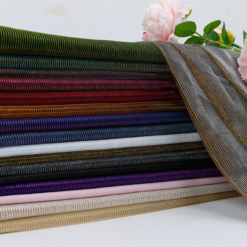 幻灯丝面料 金银丝线布 针织面料亮丝布料连衣裙厂家直销