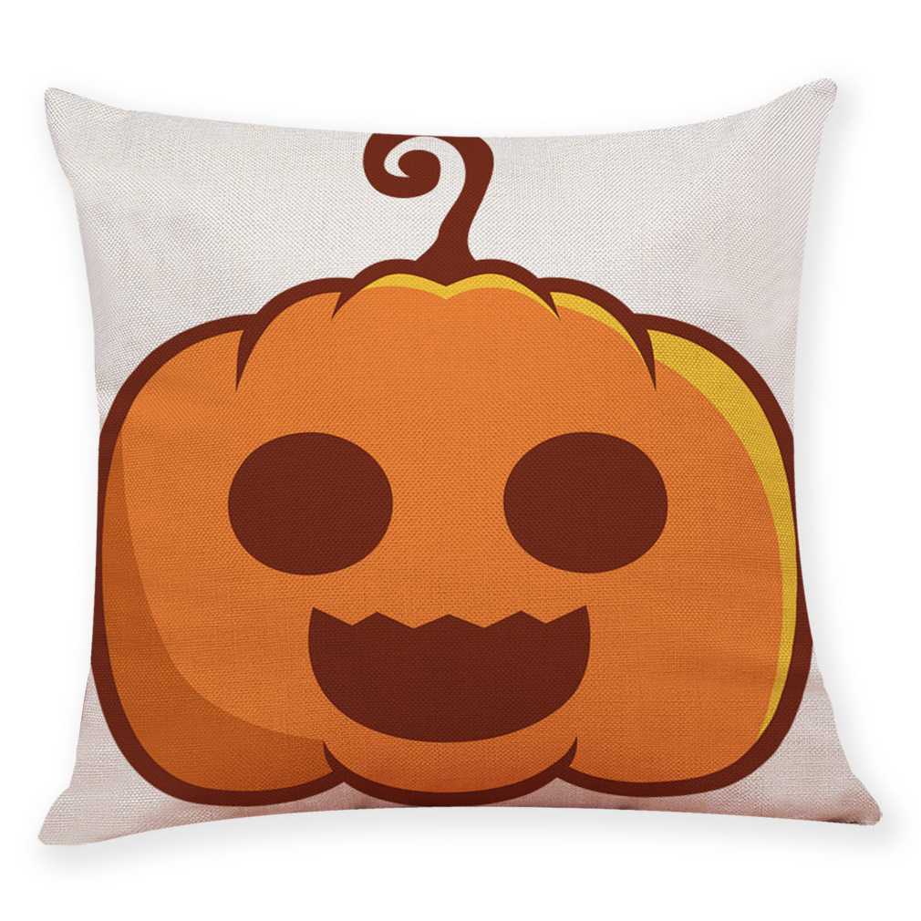 wish 亚马逊新款呆萌南瓜棉麻抱枕套 万圣节抱枕家居沙发靠垫定制