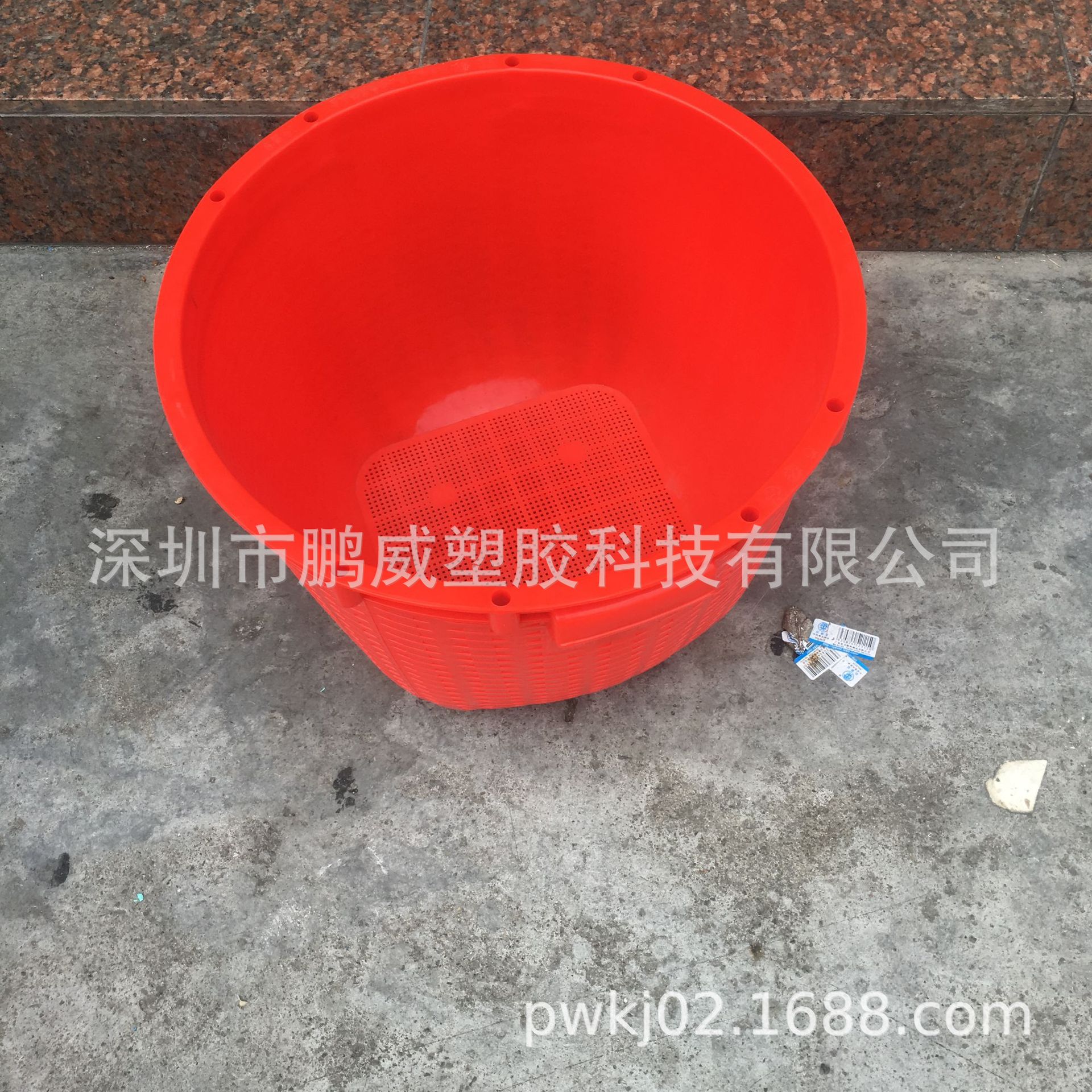 直销湛江生蚝沥水萝 塑胶高品质3.11KG周转萝 提手带绳子生鲜圆萝