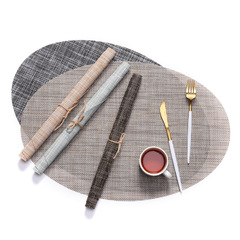 Cross-border supply of oval pvc placemats Amazon dining table insulation mats solid color European hotel western food mats non-slip placemats