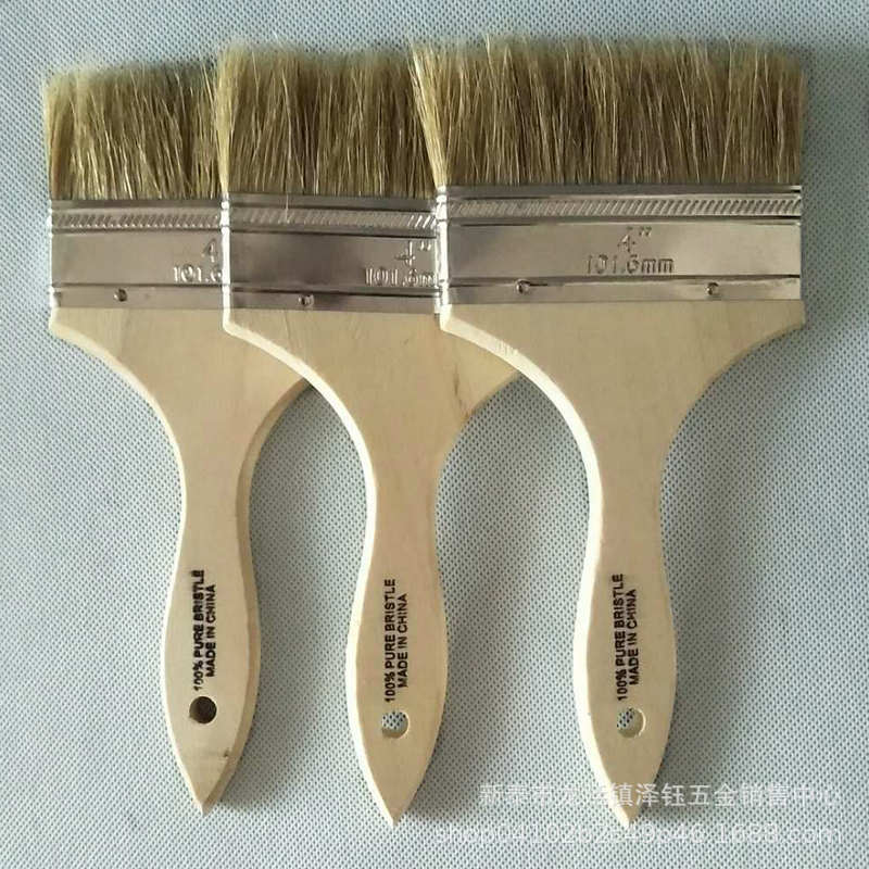 Brocha de cerdas de cerdo puras hervidas en agua para pintura, barbacoa, limpieza de revestimientos, brocha manual, venta al por mayor del fabricante