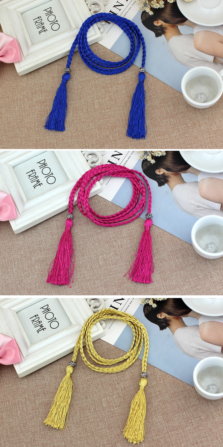 Catena in vita con corda decorata con nodo fine in stile cinese, cintura in seta di cotone con nappa intrecciata da donna in stile etnico femminile, cintura sottile alla moda femminile_voghion.com