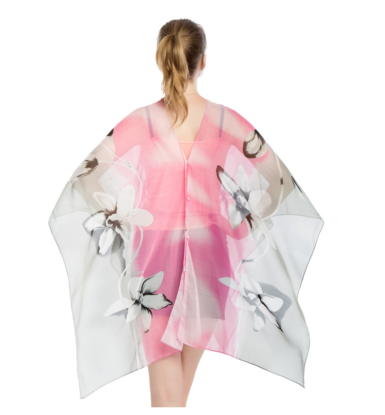 夏季防晒披肩厂家 印花雪纺丝巾 女士围巾披肩厂家