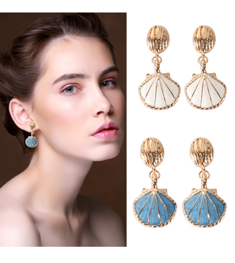 Drop Earrings Classification 1 Pair Simple Style Shell Plating Alloy Drop Earrings