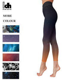 2025欧美健身裤运动瑜伽健身九分裤女高腰紧身裤印花瑜伽裤跨境