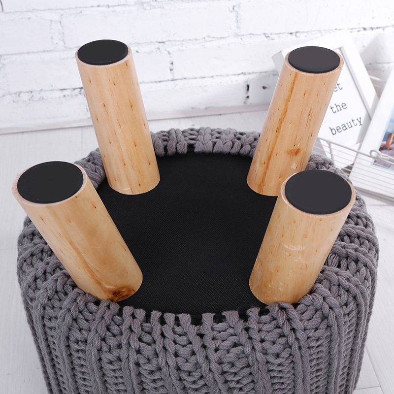 Taburete de madera para el hogar taburete de cambio de zapatos de madera maciza cubierta de tela extraíble y lavable taburete para niños taburete redondo de pino fábrica al por mayor