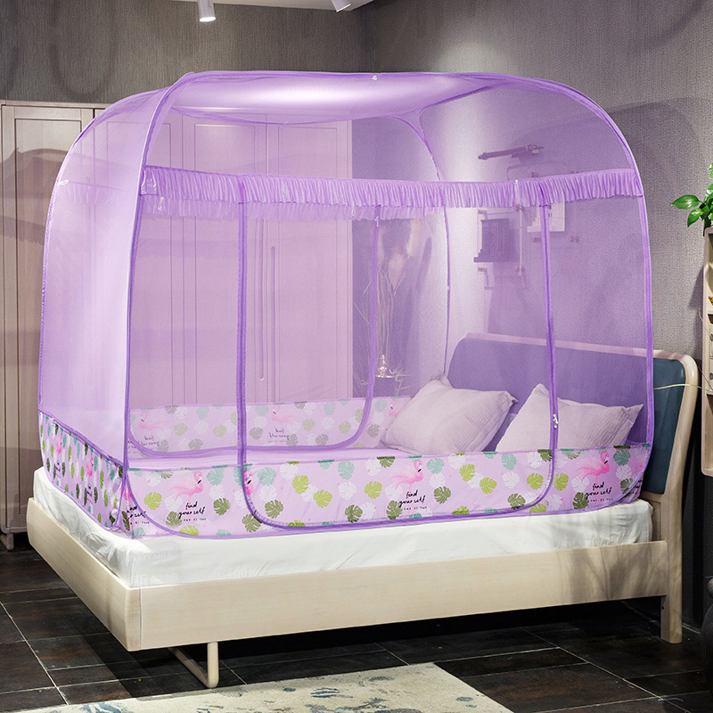 家用免安装拉链蚊帐可折叠蒙古包蚊帐三开门大空间方顶蚊帐批发|ms