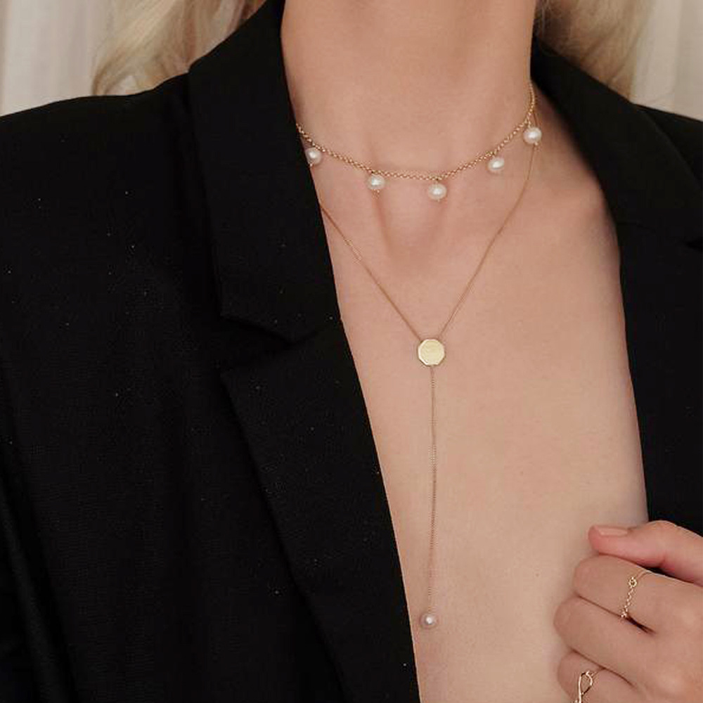 Plastic Fashion Geometric necklace(Golden) NHXR2387-Golden