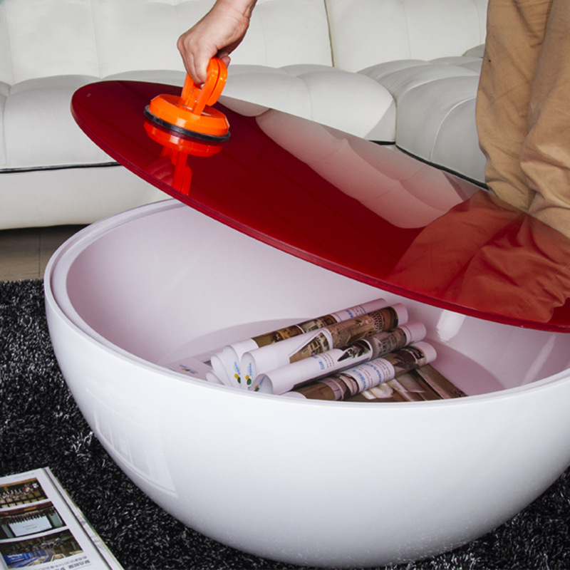 Modern European Style Japanese Creative Round Abs Plastic Piano Paint Tempered Glass Storage Large Bowl Coffee Table Semicircle Zoppah Com Zoppah Online