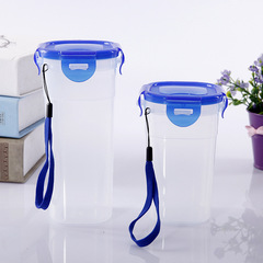 Manufacturer-provided transparent advertising gifts plastic water cup, large capacity portable Lock & Lock square flat lid cup