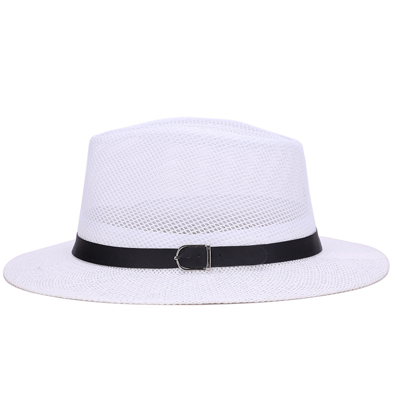 Sombrero sombrero de Jazz de los hombres británicos malla transpirable lino grande sombrero de ala plana sombrero de sol al aire libre cómodo todo partido al por mayor