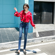 2018新款高腰性感女式牛仔裤 弹性小脚裤 一件代发显瘦铅笔裤