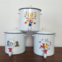 加厚搪瓷桶有盖凉茶水桶7.5L装纯净水桶带水笼头茶桶米茶桶糖茶缸