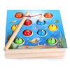 Magnetic high quality toy for fishing from natural wood, 2 in 1, early education