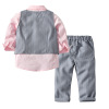 Long-sleeve for boys, vest, trousers, bow tie, set, children's clothing, autumn, 4 piece set