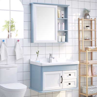 北欧碳纤维浴室柜挂墙式简约镜柜卫生间洗脸盆洗漱台组合卫浴柜|ru