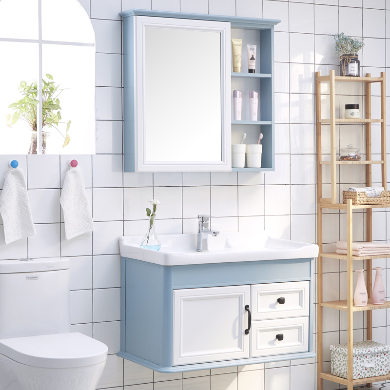 北欧碳纤维浴室柜挂墙式简约镜柜卫生间洗脸盆洗漱台组合卫浴柜|ru