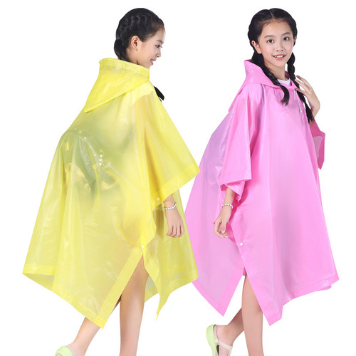 South Korea's new style children's raincoat, primary school students' transparent EVA one-piece rain cape with backpack holder, factory direct sales