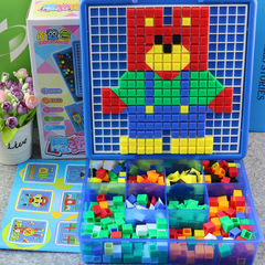 小雙合580粒兒童玩具拼插顆粒積木早教益智美術拼板玩具塑料拼圖