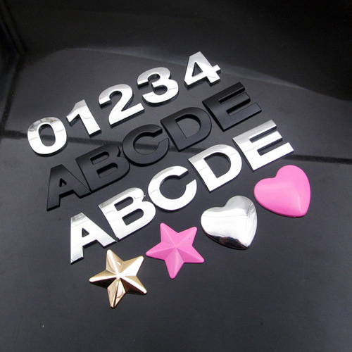 Car 3D Letter Car Sticker English Letter Car Emblem DIY Letter Number Metal Body Sticker Letter Black