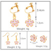 Fresh fuchsia earrings from pearl, ear clips, Japanese and Korean, flowered, Korean style, no pierced ears