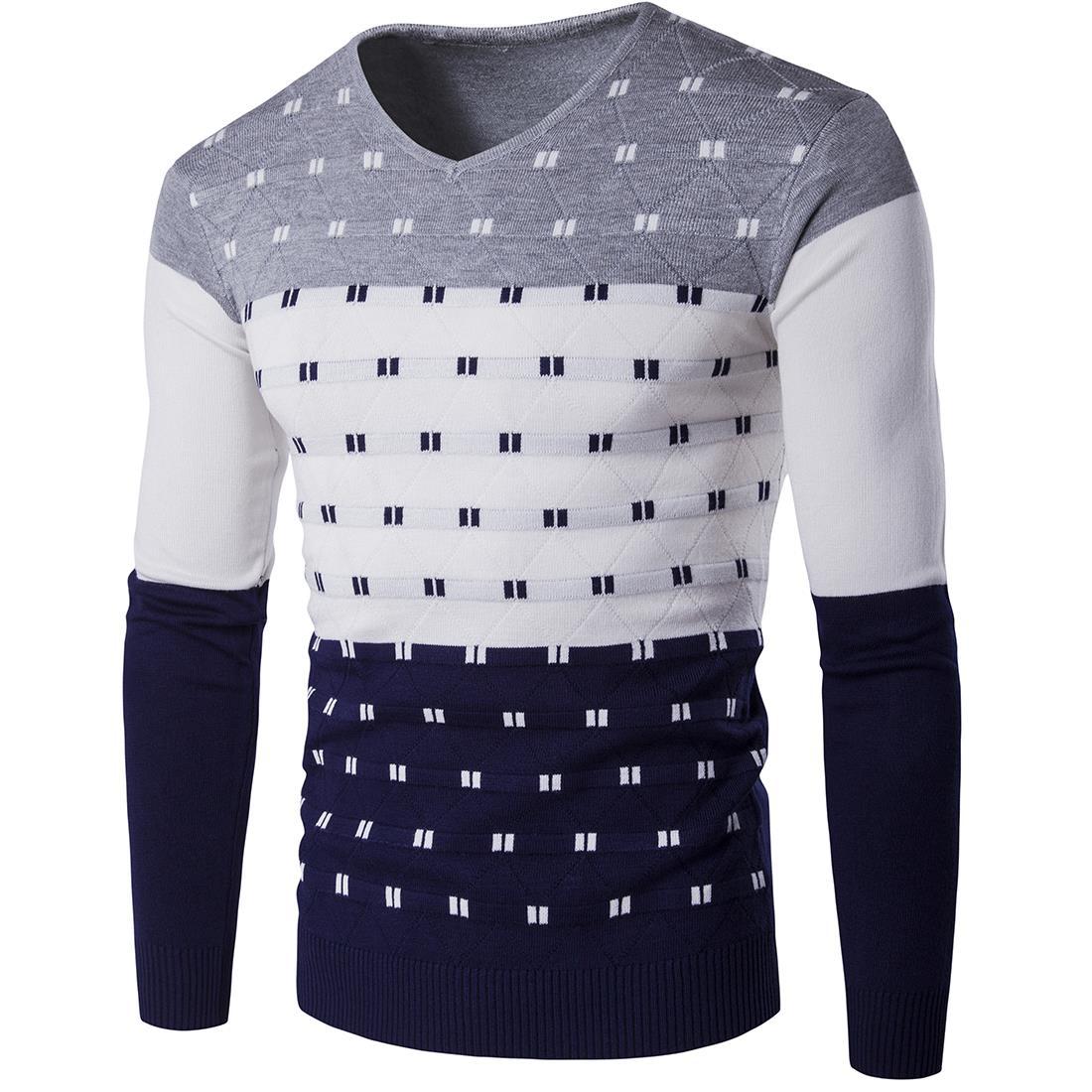AliExpress men's autumn and winter New European size color men's color block warm sweater men's sweater elastic coat