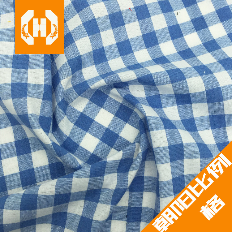 厂家现货色织平纹朝阳比例格子涤棉CVC春夏衬衣休闲服配布面料