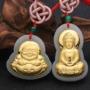 天然镶金观音情侣款金镶玉