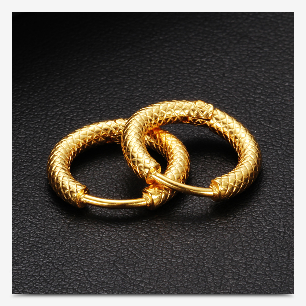 Titanium Steel Material Round Pattern 1 Pair Simple Style Round Titanium Steel Earrings