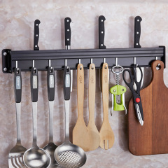 Space aluminum kitchen rack without punching wall-mounted black knife rack simple kitchen utensils seasoning storage rack