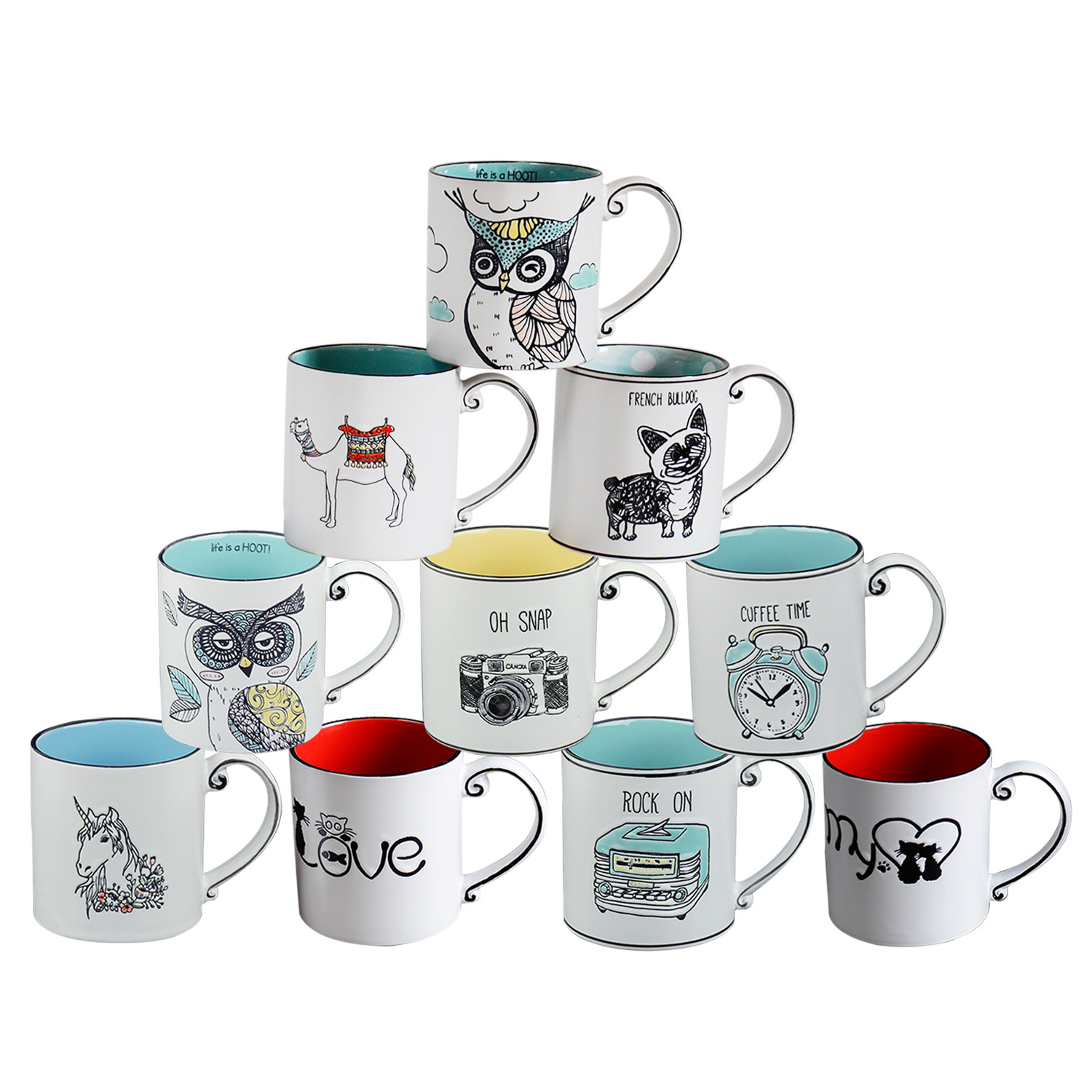 Taza creativa simple pintada a mano hielo grieta Taza de cerámica alivio gran capacidad taza de agua taza de leche taza de café al por mayor