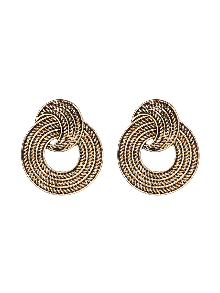 No Inlaid Inlay Material Hot Style Retro Geometric Circle Ethnic Style Earrings