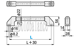 外装型铝合金管型拉手   UWAPN150
