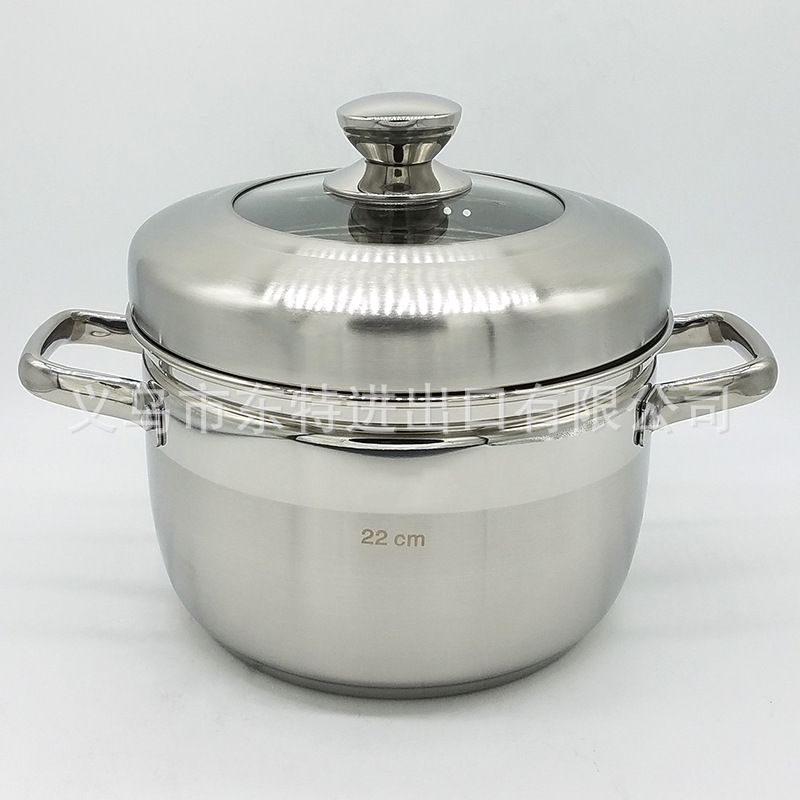 Factory direct sales of stainless steel steamers with thickened bottoms, soup POTS, Japanese double-layer induction cookers, universal steamers, gift steamers detail image 2
