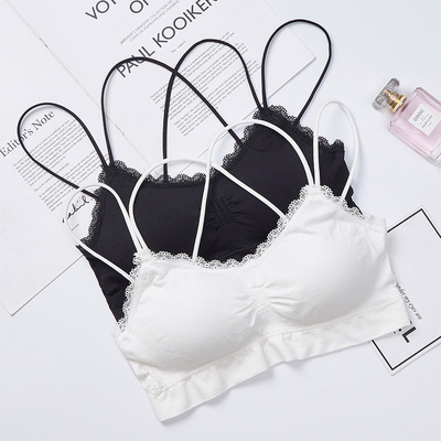 lady Sports underwear comfortable ventilation Wireless seamless camisole vest sexy Lace overlapping Beautiful back Wrap chest