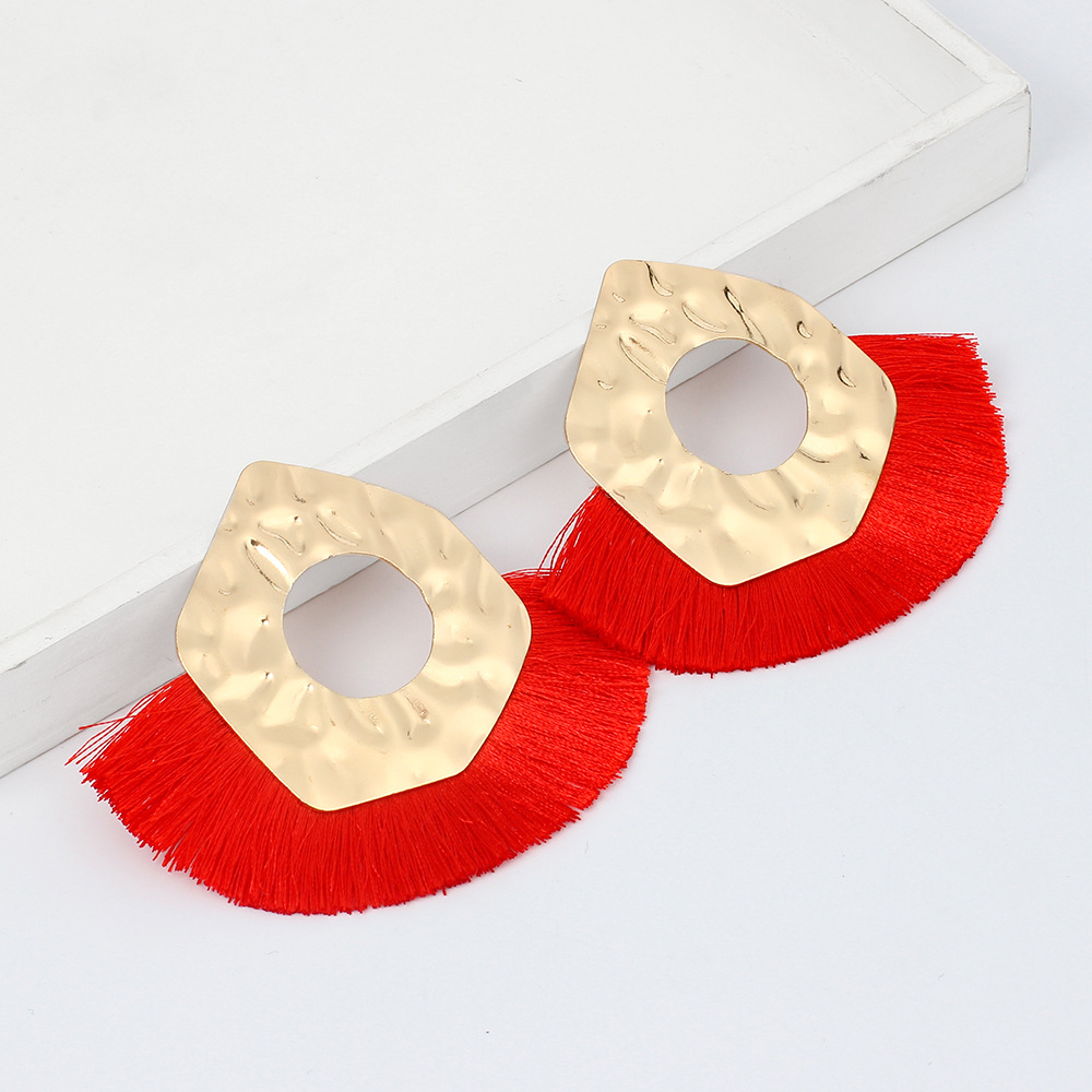 19g Weight Earrings Classification Birthday, Festival Occasion Women'S Gender Retro Style Rose Red, Pink, Red, Blue, Yellow, Black Color Fan-shaped Long Simple All-match Retro Tassel Earrings 10