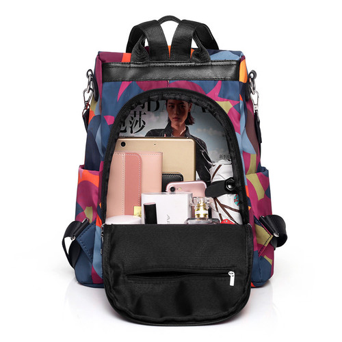 Trendy Double Shoulder Bag for Women - 2020 New Model Anti-Theft Outdoor Leisure Travel Bag with Cross-Border Printed Oxford Cloth School Bag
