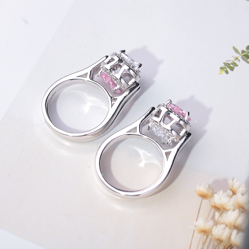 Fashion Geometric Sterling Silver Inlay Artificial Gemstones Rings