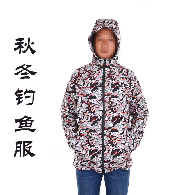 钓鱼服秋冬软壳冲锋衣新品户外抗风衣数码印花工厂直销钓鱼服定制|ru