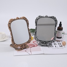 鏡子玫瑰花梳妝鏡方形單面折疊補妝鏡 宿舍衛生間臺式化妝鏡