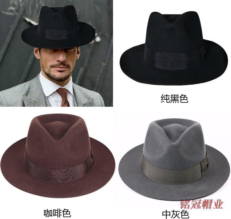 上海滩 许文强羊毛礼帽 爵士帽 毡帽  男女通用帽子成人帽礼帽-PN